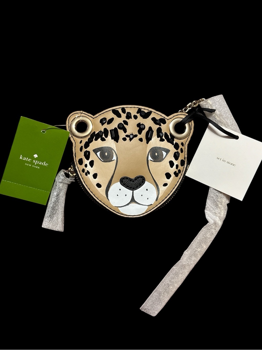 NWT Kate Spade Double Sided Leopard Face / Roses Coin Purse